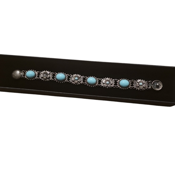 Fred Harvey Era 1940s Link Turquoise Bracelet - Picture 8 of 8